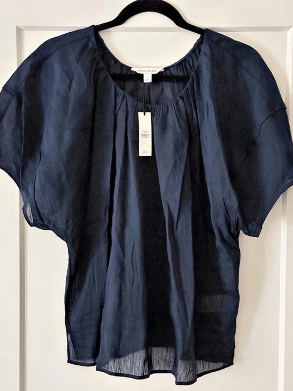 Banana Republic Linen Blouse in Blue Size Large NWT